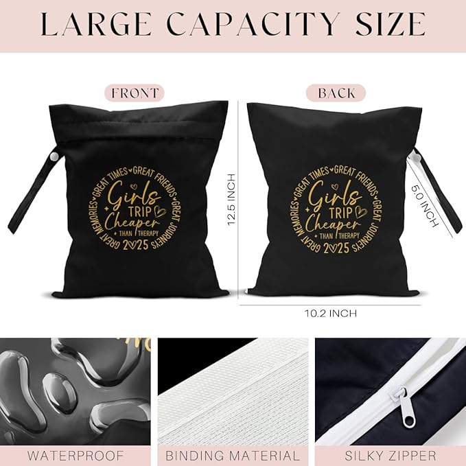 Girls Trip Gifts Wet Dry Bag, Beach Bag Wet Bag Favors, for Swimsuit Toiletry Travel Essentials For Women Aloha Bags, Beach Travel Gym Laundry bags for Dirty Diaper Swimsuit Gifts (Black)-CubbioJoy