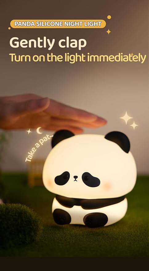 ATSUI Cute Panda Night Light, LED Squishy Novelty Animal Night Lamp, Food Grade Silicone, 3 Level Dimmable Rechargeable Nursery Nightlight for Breastfeeding Toddler Baby Kids, Cute Gifts for Kids-CubbioJoy