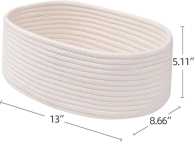 Baskets&Bins for Shelf Storage Organizing/Cute Basket to Store and Organize Household Items/Woven Rope Basket for Living Room, Bedroom,Playroom,3 Packs Off White-CubbioJoy