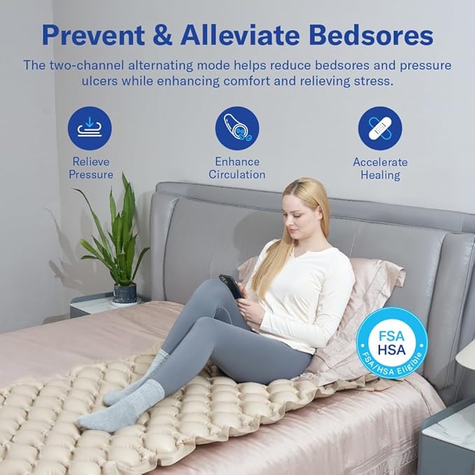 Alcedo Alternating Air Pressure Mattress Pad for Bed Sore and Ulcer Prevention, Hospital & Home Use Medical Mattress Topper for Bedridden Patient, Adjustable Ultra Quiet Pump and Waterproof Cushion-CubbioJoy