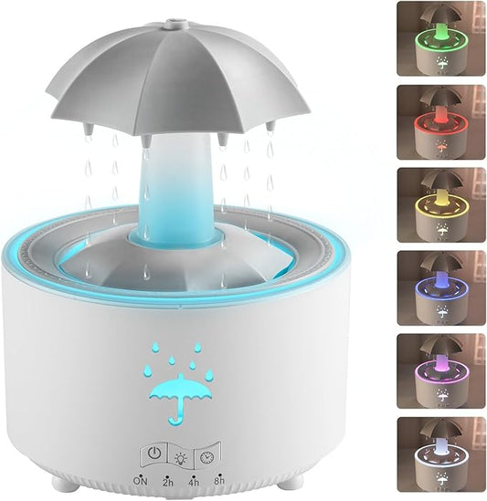 Aesthetic 2-in-1 Humidifier Oil Diffuser with 360° Rotating Raindrop & 7 LED Mood Lights,Ultrasonic Quiet Cool Mist Humidifier for up to 24 Hrs,Ideal Holiday Gifts for Home-CubbioJoy