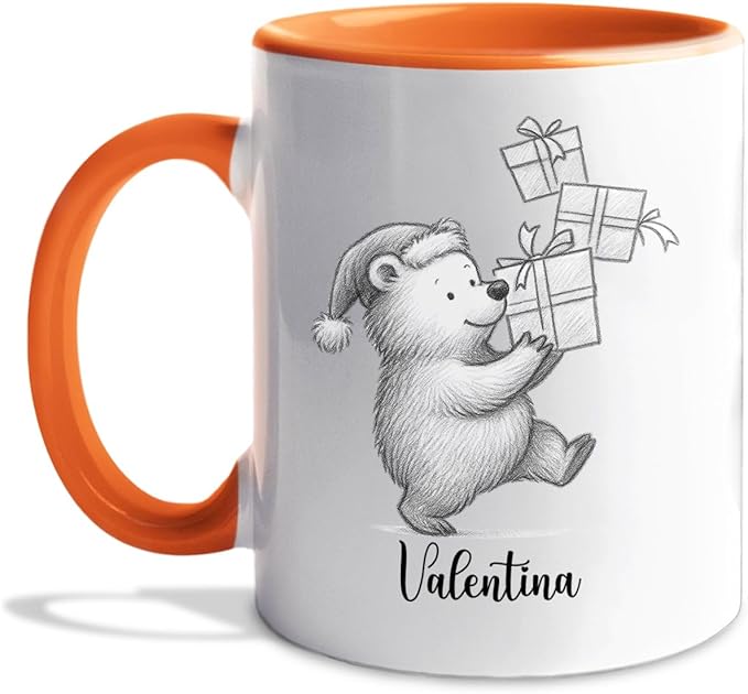 Cute Bear Animal Coffee Cup, Personalized Bear Lover Accent Mug Gift For Men Women Birthday Christmas, Customized Name Animal Coffee Mug Gift For Daughter Son Kids Child, Bears White Teacup 11 15 Oz-CubbioJoy