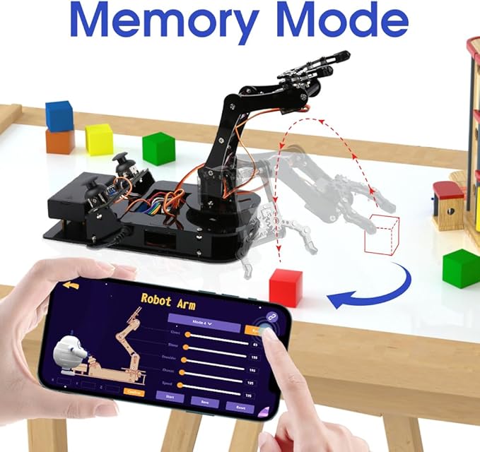 4 DOF ESP32 Robotic Arm Kit for Kids 8-12, Robotics Kit App Remote Control Robot Toys Compatible with Arduino, STEM Educational DIY Robot Arm Kit Gift for Teenagers & Adults-CubbioJoy
