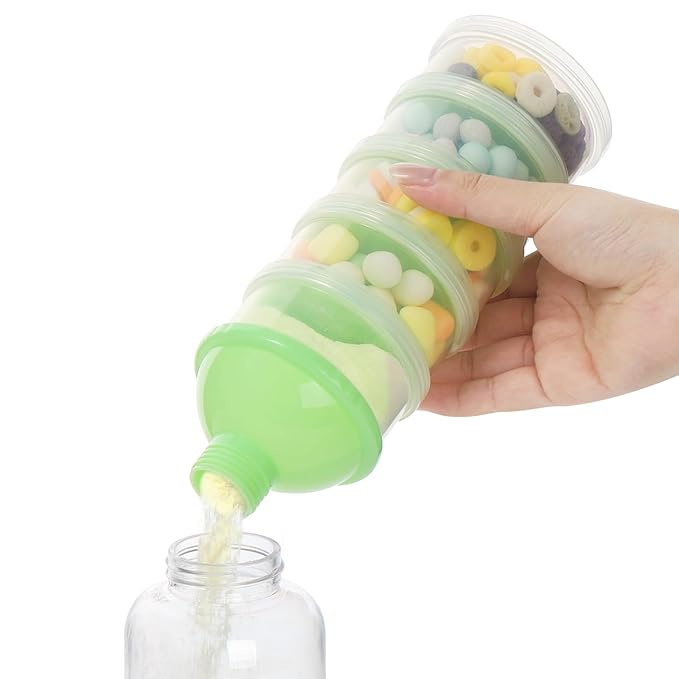 Accmor Formula Dispenser On The Go, 5 Compartments Stackable Formula Container for Travel, Baby Milk Powder Kids Snack Container, BPA Free-CubbioJoy