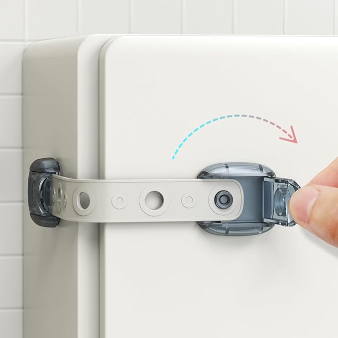 5 Pack Cabinet Locks Baby Proofing, Child Proof Cabinet Locks with Sticky Adhesive Pads, Child Locks for Cabinets and Drawers, RV Refrigerator, Oven Lock Child Safety Baby Cabinet Locks-CubbioJoy