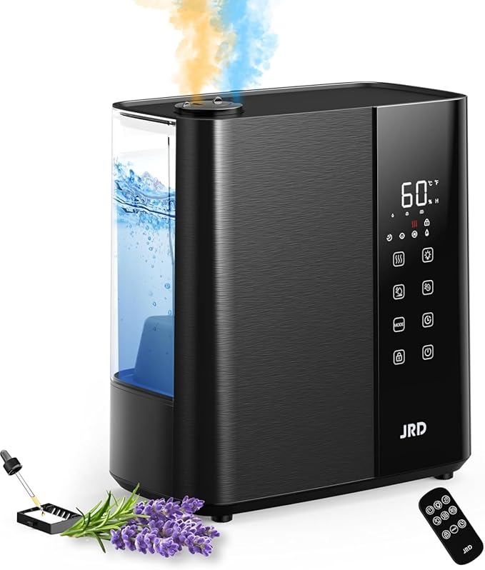 JRD Smart Humidifiers for Bedroom, 5L Warm & Cool Mist Ultrasonic Air Humidifier for Large Room Home Indoor, 50Hrs Quiet Runtime for Baby, Plants, Remote Control, Auto Humidity Sensor, 12H Timer-CubbioJoy