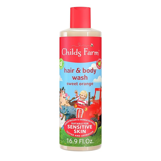 Childs Farm, Kids Hair & Body Wash for Dry, Sensitive Skin, Organic Sweet Orange, Gently Cleanses, Vegan, Cruelty-Free, 16.9 fl oz-CubbioJoy