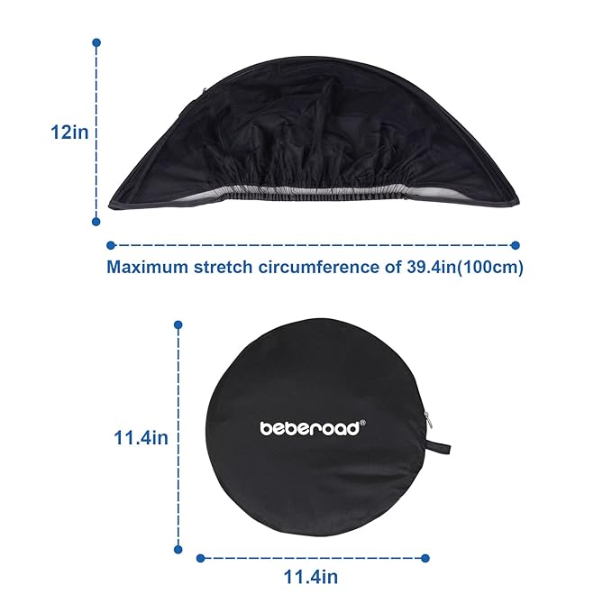 Beberoad Love 2-in-1 Car Seat Canopy - Universal Baby Car Seat Cover with Sunshade & Mesh Protection, 2-Way Zipper for Easy Access (Black)-CubbioJoy