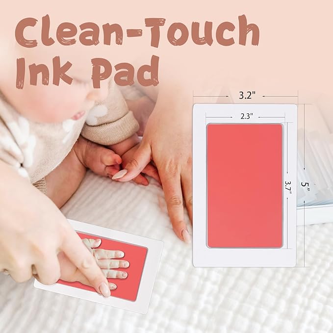Inkless Baby Hand and Footprint Kit,Clean-Touch Ink Pad Kit,Safe No Mess Printing Infant Hand Foot Stamp,4 Pack Newborn Inkless Print Pads Best Keepsake or Gifts for Family-CubbioJoy