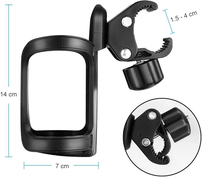 Accmor Stroller Cup Holder, Universal Cup Holder for Uppababy, Nuna, Doona Strollers, 360 ° Rotatable Bottle Holder for Stroller, Bike, Wheelchair, Walker, Scooter-CubbioJoy