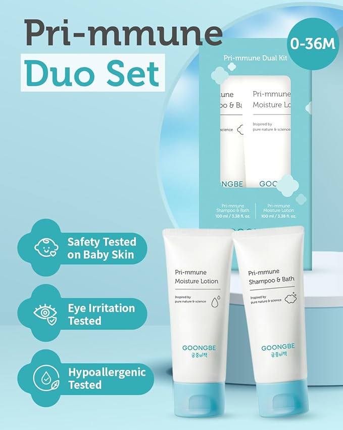 Baby Skincare Duo Set - Korean Baby Skincare & Bath Time Essentials - Shampoo & Bath, Moisutre Lotion - Travel Sized Hydrating & Nourishing Baby Wash and Moisturizer, 2 Items-CubbioJoy