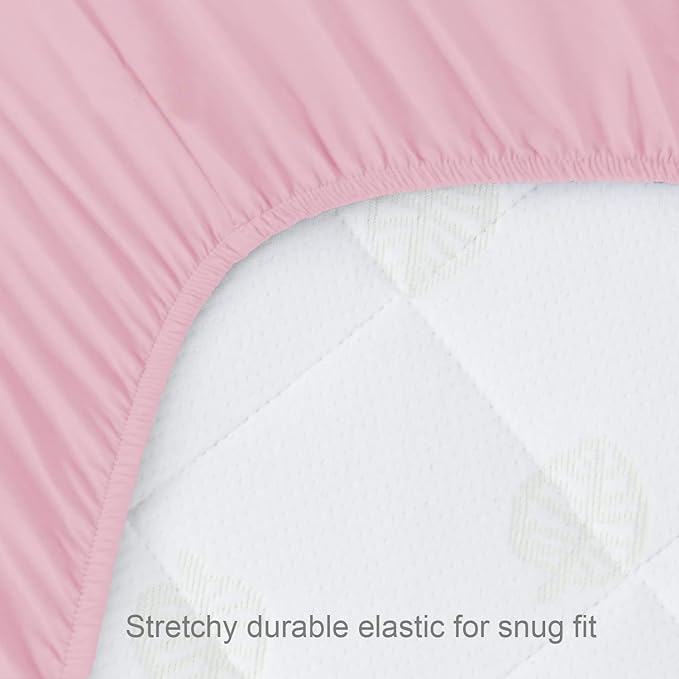 4-Pack Fitted Pack and Play Sheets for Boys and Girls - Breathable, Soft Microfiber Baby Sheets in Grey and Pink-CubbioJoy