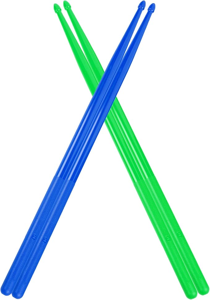 5A Nylon Drumsticks for Kids Adults: Light Durable Drum Sticks Blue Green with Anti-Slip Handles for Electronic Drums Exercise Percussion Accessories (2 Pairs)-CubbioJoy