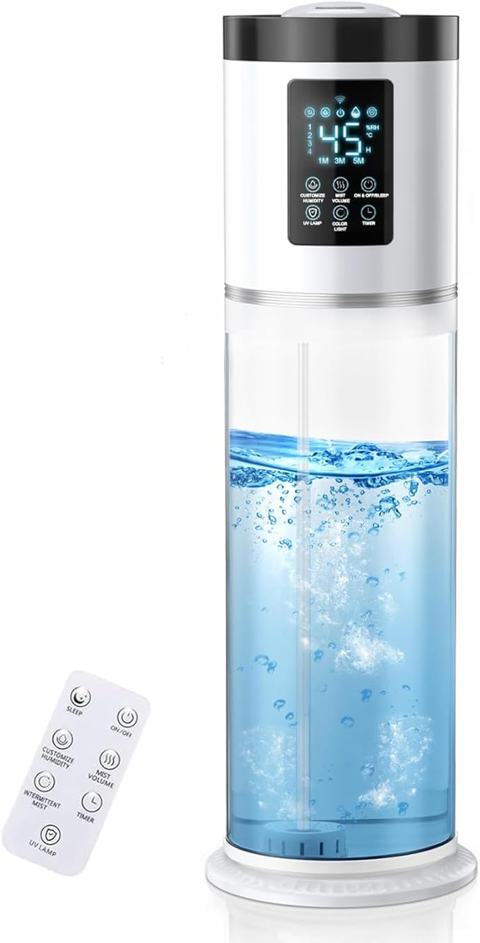 2.1 Gal Humidifiers for Bedroom Large Room, 4 Levels Cool Mist Humidifier with Clear Tank, 7 Color Lights Essential Oil Diffuser with 16H Timer, Top Fill Air Humidifier for Home Plants Office-CubbioJoy