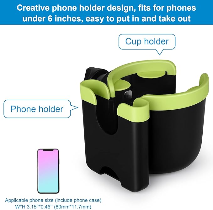Accmor Stroller Cup Holder with Phone Holder, Bike Cup Holder, Universal Cup Holder for Uppababy Nuna Doona Strollers, 2-in-1 Cup Phone Holder for Stroller, Bike, Wheelchair, Walker, Scooter-CubbioJoy