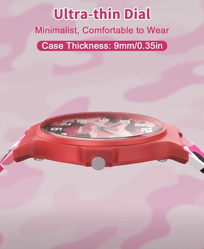 Kids Analog Watch Boys Girls, 30M Waterproof, Sports Watch for Boys, Easy to Read Children's Thin Dial Wrist Watches with Soft Band, for Ages 5-15 Kids Great Birthday Gifts Christmas Day-CubbioJoy