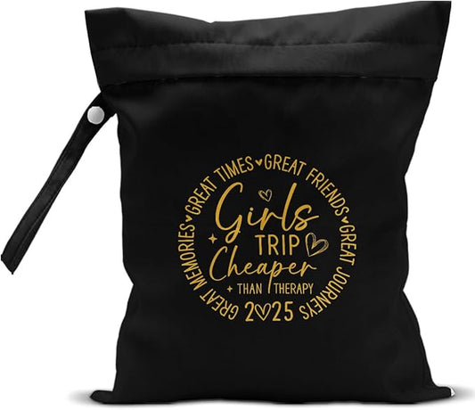 Girls Trip Gifts Wet Dry Bag, Beach Bag Wet Bag Favors, for Swimsuit Toiletry Travel Essentials For Women Aloha Bags, Beach Travel Gym Laundry bags for Dirty Diaper Swimsuit Gifts (Black)-CubbioJoy