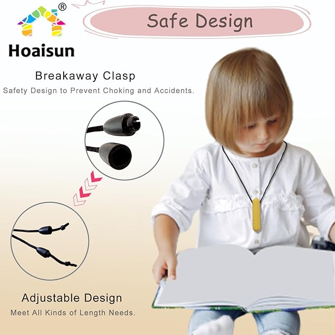 Chew Necklaces for Sensory Kids 6 Pack, Sensory Toys for Kids with Autism, ADHD, SPD, Chewing, Biting, Autism Sensory Products Silicone Chew Toys Necklace for Adults Reduce Anxiety Fidget-CubbioJoy