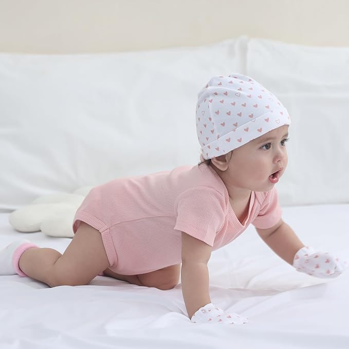 Baby Hats Mittens and Socks Set Cotton Newborn Hat Beanie Soft Infant Girls Boys Caps Gloves 0-6 month-CubbioJoy