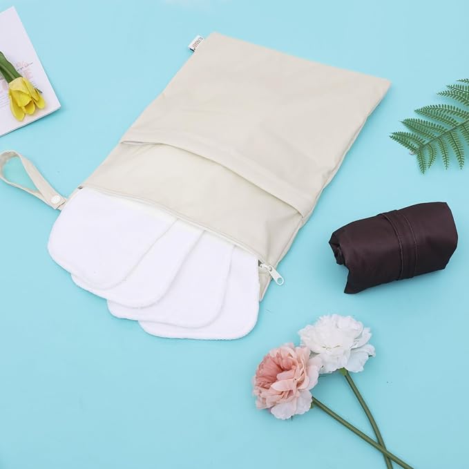 ALVABABY 2pcs Cloth Diaper Wet Dry Bags Waterproof Reusable with Two Zippered Pockets Travel Beach Pool Daycare Soiled Baby Items Yoga Gym Bag for Swimsuits or Wet Clothes 2LM05-CubbioJoy