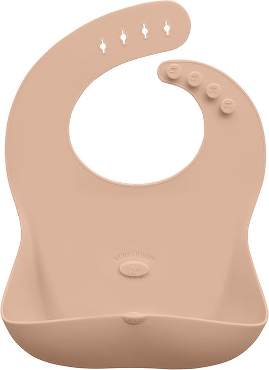 Abiie Ruby Wrapp Silicone Bibs for Babies with Front Pocket - Waterproof Bib - Stain Resistant - Silicone Toddler Bibs-CubbioJoy