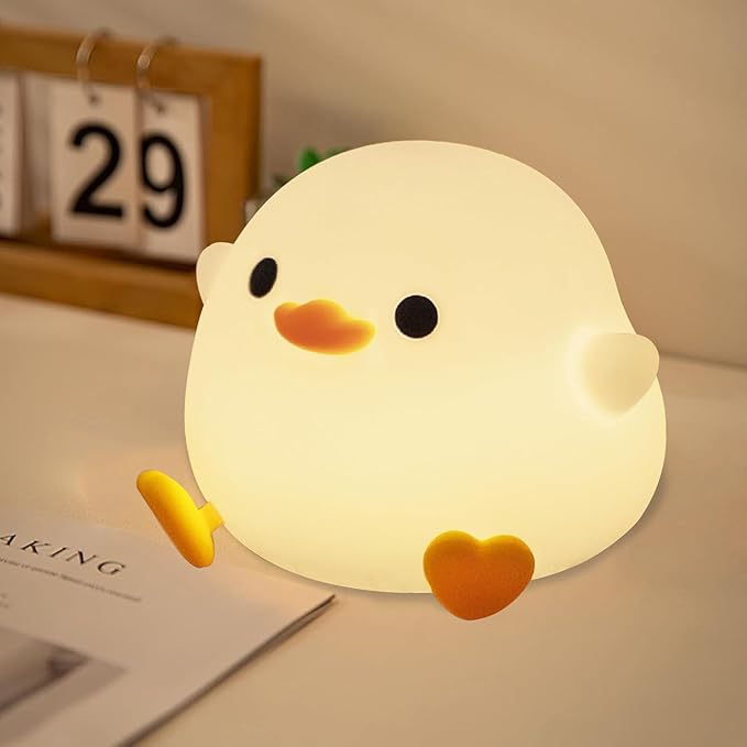 DREAMING MY DREAM Cute Duck Lamp,Do Do Duck Night Light,Silicone Squishy Nursery Bedside Lamp,USB Rechargeable Touch Table Lampfor Bedrooms, Living Room Decor Gift Toy-CubbioJoy