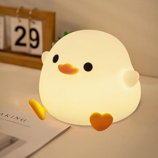 DREAMING MY DREAM Cute Duck Lamp,Do Do Duck Night Light,Silicone Squishy Nursery Bedside Lamp,USB Rechargeable Touch Table Lampfor Bedrooms, Living Room Decor Gift Toy-CubbioJoy
