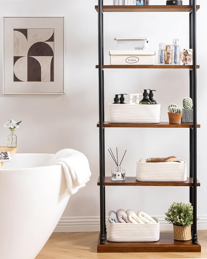 KALLAX Small Woven Basket, 12 x 8 x 4.5 Inches, Storage Basket for Organizing, Cute Small Rope Shelf Closet Cube Storage Bins Baskets for Shelves, Dog Toy Gift Baskets Empty, 3 Packs, Off White-CubbioJoy