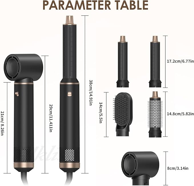 Blow Dryer Brush 5 in 1, Multi Ionic Hair Dryer Brush Set, Auto Air Wrap Hair Styler with 3 Temperature, Powerful Hair Styling Tools Set for Fast Drying, Curling, Straightening & Smoothing-CubbioJoy