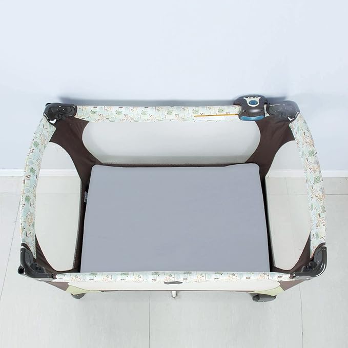 4-Pack Fitted Pack and Play Sheets for Boys and Girls - Breathable, Soft Microfiber Baby Sheets in Grey and Navy-CubbioJoy