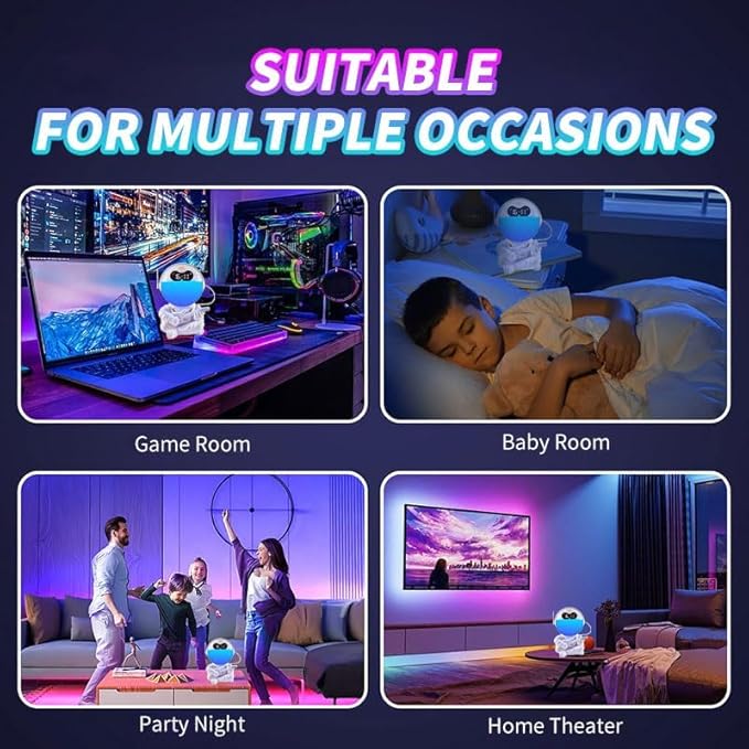 Astronaut Kids Sunrise Alarm Clock, 7 Dimmable Light Wake Clock for Teens, White Noise Bluetooth Speaker with 9 Soothing Sounds, Best Modern Alarm Clock for Heavy Sleepers, Adults, Boys in Bedroom-CubbioJoy