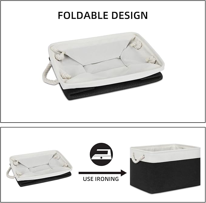 Bidtakay Black Storage Baskets for Shelves [3-pack] Collapsible Organizer Baskets for Laundry Storage 15 X 11 X 9.5 Inches Dog Toy Bins Fabric Storage Bins for Bedroom Home Storage-CubbioJoy