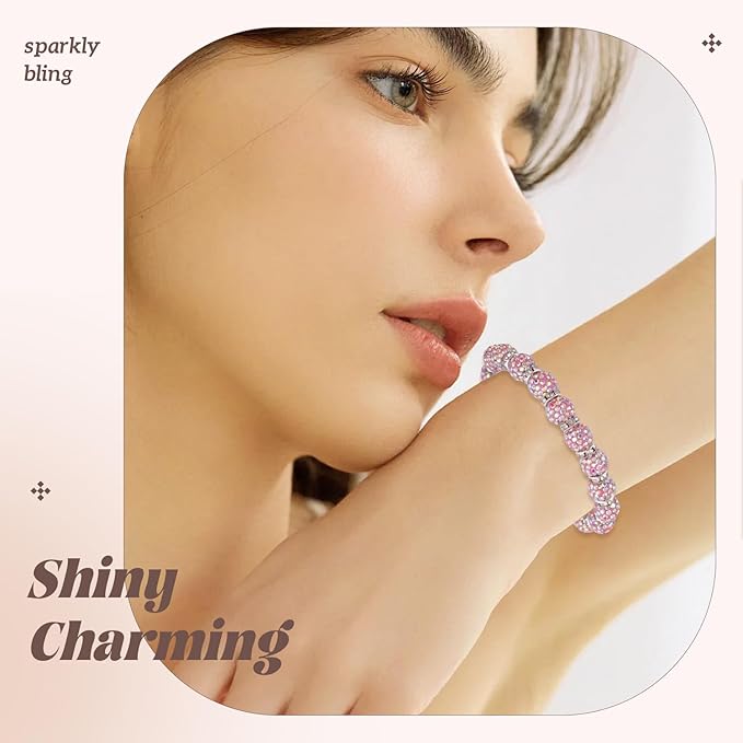 160pcs 10mm Rhinestone Beads for Jewelry Making, Pink AB Shiny Round Disco Ball Beads Bulk, Sparkle Crystal Clay Christmas for Bracelet Baseball Necklace Earring Crafting and DIY-CubbioJoy