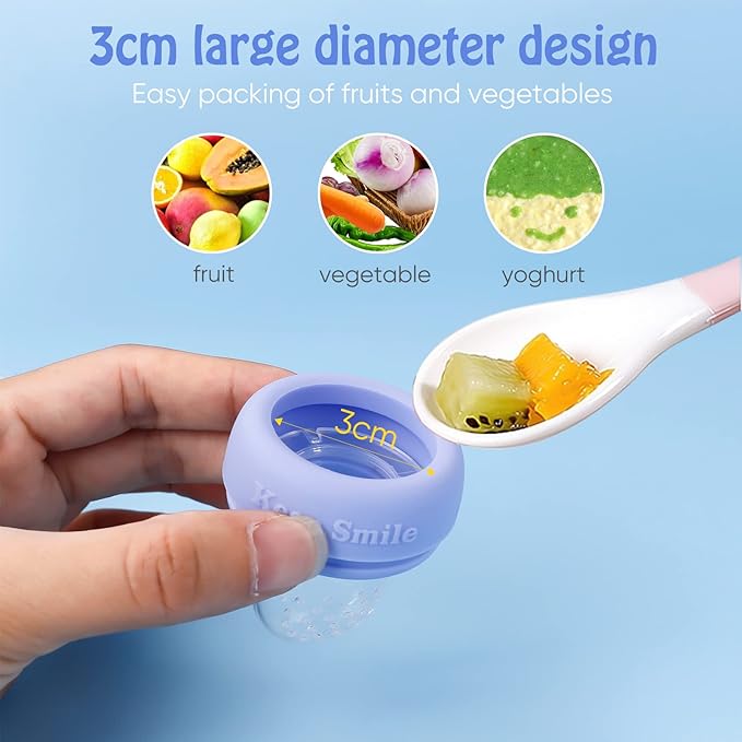 Baby Solids/Frozen Fruit Feeder Pacifier, Infant Teether Toy 4M+, BPA-Free Silicone Pouch & Nipple, Safely Introduce Solids, Teething Relief, 2-Pack (Deer - Green Purple, S/M/L)-CubbioJoy