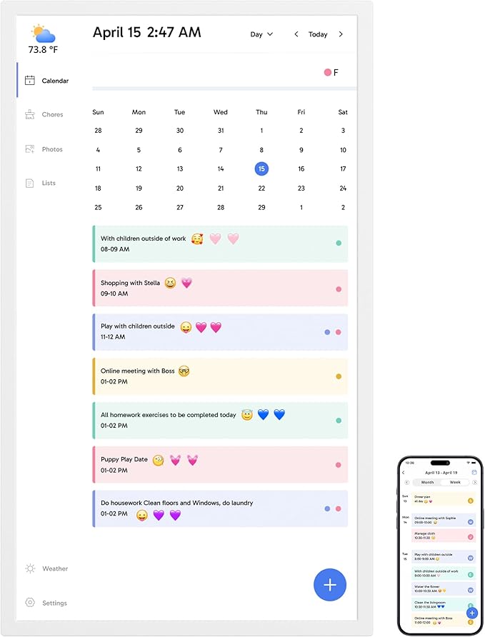 32" Digital Calendar Chore Chart – 1080P Full HD Interactive Touchscreen, Smart Family Planner, Hearth Display Digital Wall & Desk Mountable for Seamless Scheduling-CubbioJoy