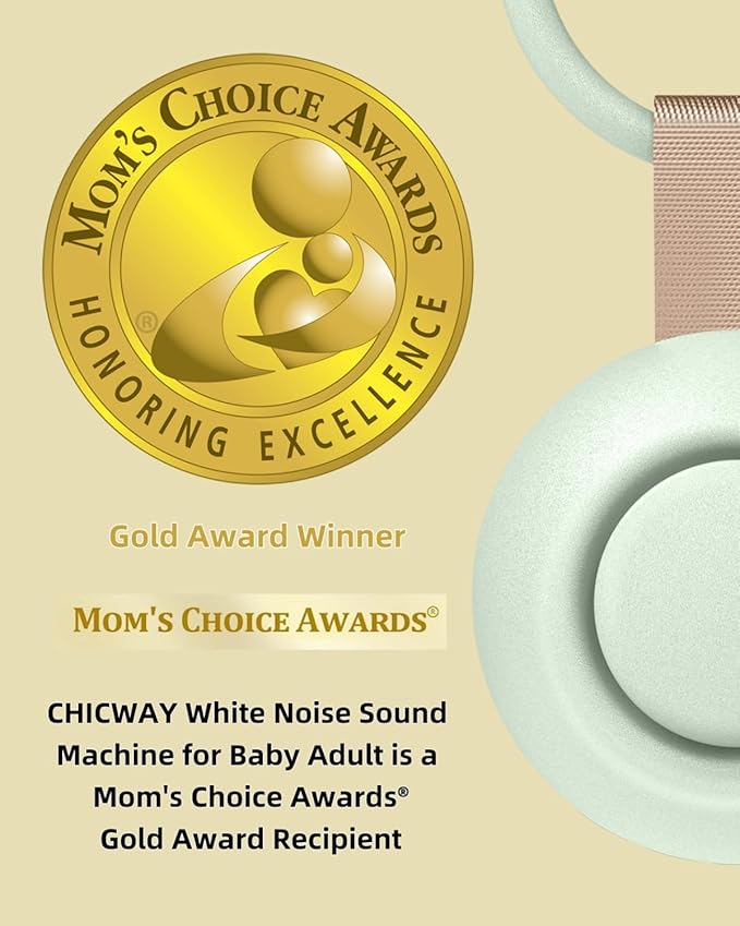 2025 Mom's Choice Awards, Portable Sound Machine for Baby Adult, AI Cry Detection, 18 Soothing Sound, Bluetooth Rechargeable White Noise Machine for Home Office Travel, Nursery Light, Green-CubbioJoy