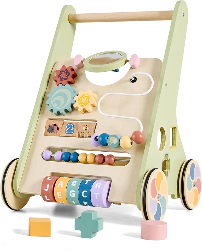 Baby Push Walker for Baby Boy 6-12 Months, Wooden Baby Walker Push Toy, Learning to Walk, Baby Walkers for Girls, Montessori Walker Toy with Wheels-CubbioJoy