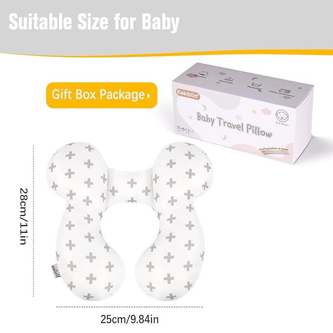 KAKIBLIN Baby Travel Pillow, Baby Neck Pillows for Car Seat, Upgraded Babies Head Pillow, Head and Neck Support Pillow for Car Seat, Pushchair, Travel(Twig)-CubbioJoy