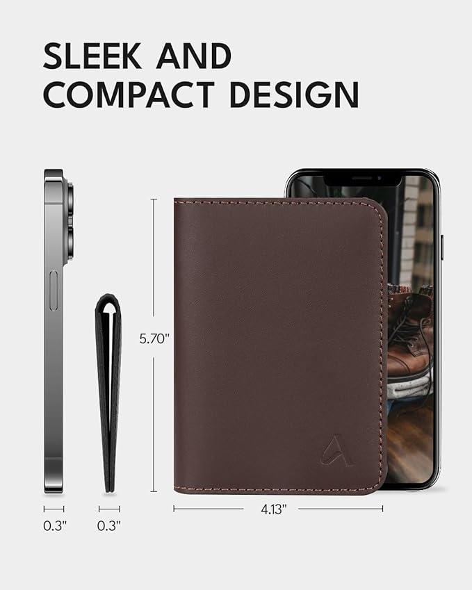 ALLIVE Passport Holder for Travel Women Men,Genuine Leather Passport Cover Wallet,Travel Must Haves Airport Essentials Travel Gifts Brown-CubbioJoy