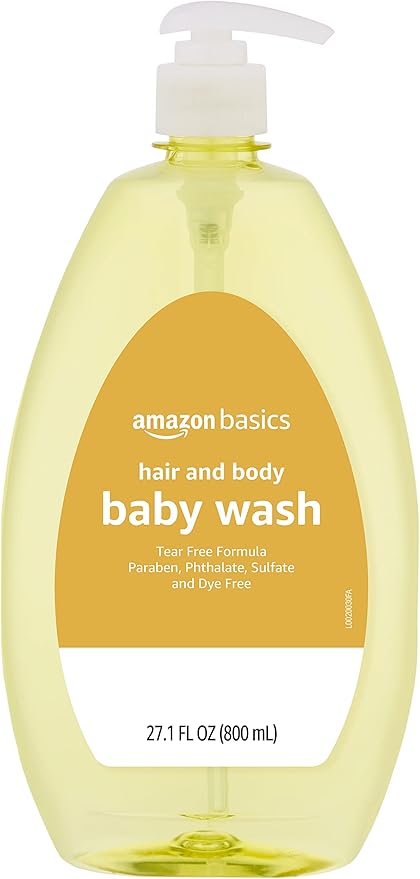 Amazon Basics Tear-Free Baby Hair and Body Wash, 27.1 Fluid Ounce, Lightly Scented, 1-Pack (Previously Solimo)-CubbioJoy