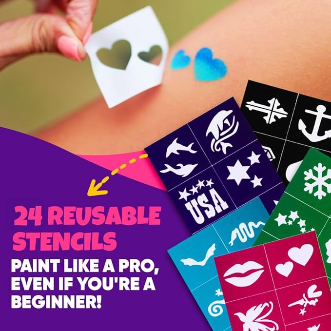 28 Color Face Painting Kit for Kids - Blue Squid Face Paint Kit Palette with 160pc accessories Stencils, Water Activated Non Toxic Washable Professional Facepaint body set Halloween Party Makeup-CubbioJoy