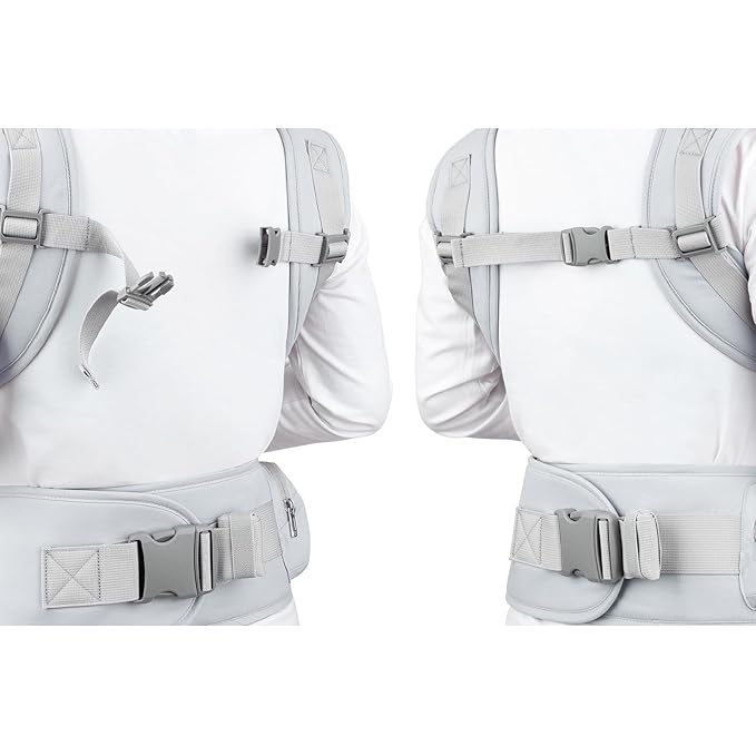 Bebamour Baby Carrier with Hip Seat,All-Position Breathable Mesh Hip Seat & Carrier 0-36Months with Head Hood, 3 PCS Teething Pads, Waist Extender,Storage Bag & Pacifier Case (Grey)-CubbioJoy