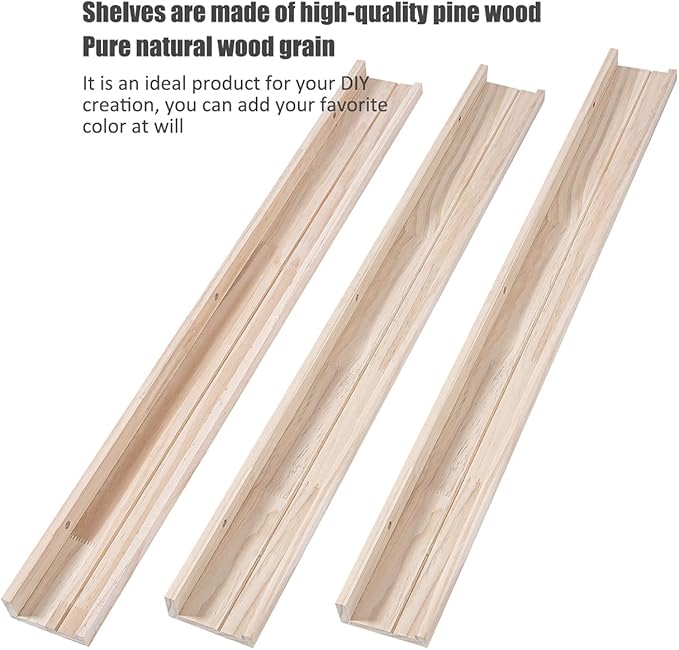 AZSKY 36 Inch Floating Shelves,Wall-Mounted Photo Ledge Shelves Set of 3,Natural Wood Shelves for Display Items What You Want,3 Same Sizes-CubbioJoy