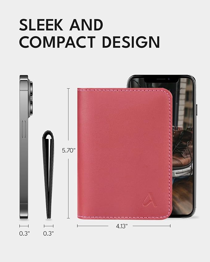 ALLIVE Passport Holder for Travel Women Men,Genuine Leather Passport Cover Wallet,Travel Must Haves Airport Essentials Travel Gifts Pink-CubbioJoy