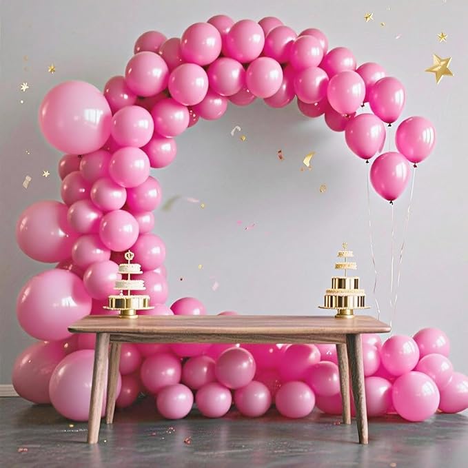 140pcs Dark Pink Round Balloons Different Sizes 18 12 10 5 Inch Latex Balloons for Arch Decoration Party Balloon Kit for Graduation Birthday Party Wedding Balloon Baby Shower Decoration-CubbioJoy