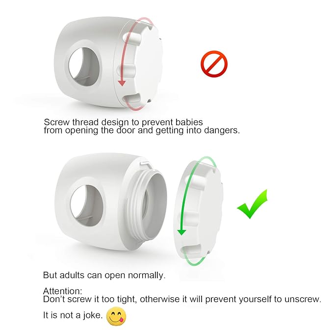 Door Knob Safety Cover, 4 Pack Baby Safety Door Handle Cover, Screw Thread Design, Reusable, Reliable Solution to Prevent Kids from Popping Off The Covers-CubbioJoy