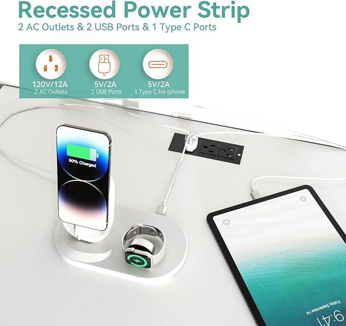 Dresser with Power Outlets Wooden 4 Drawer Dresser with USB and Type C Port Chest of Drawers for Bedroom Tall White Organizer Storage for Living Room Hallway Closet-CubbioJoy