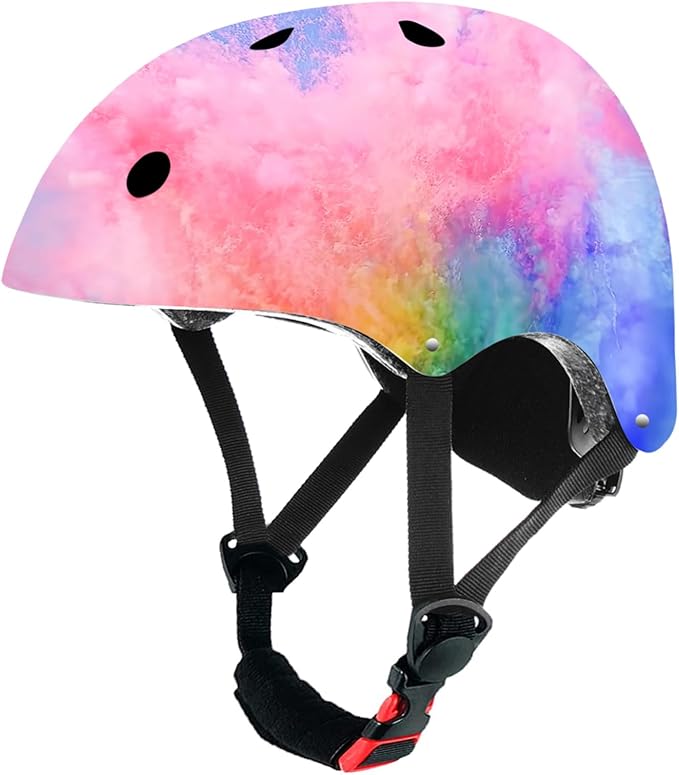 Adjustable Color Gradient Skateboard Helmet for 3-5-8-14+Ages【Toddler Kids Youth Adult】 Girls Boys Woman.Bike Helmet for Multi-Sports Cycling Bicycle Scooter Inline Roller Skate Rollerblading-CubbioJoy
