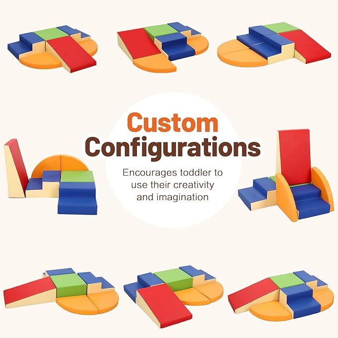 6-Piece Soft PU Leather Toddlers Climbing Toys, Baby Foam Climbing Blocks for Toddlers, Foam Play Gym Climber Structures for Toddler 3, Indoor Climb and Crawl Activity Play Set-CubbioJoy