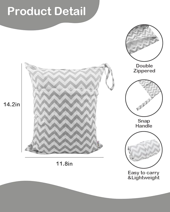 ALVABABY 2pcs Cloth Diaper Wet Dry Bags Waterproof Reusable with Two Zippered Pockets Travel Beach Pool Daycare Soiled Baby Items Yoga Gym Bag for Swimsuits or Wet Clothes L2933-CubbioJoy